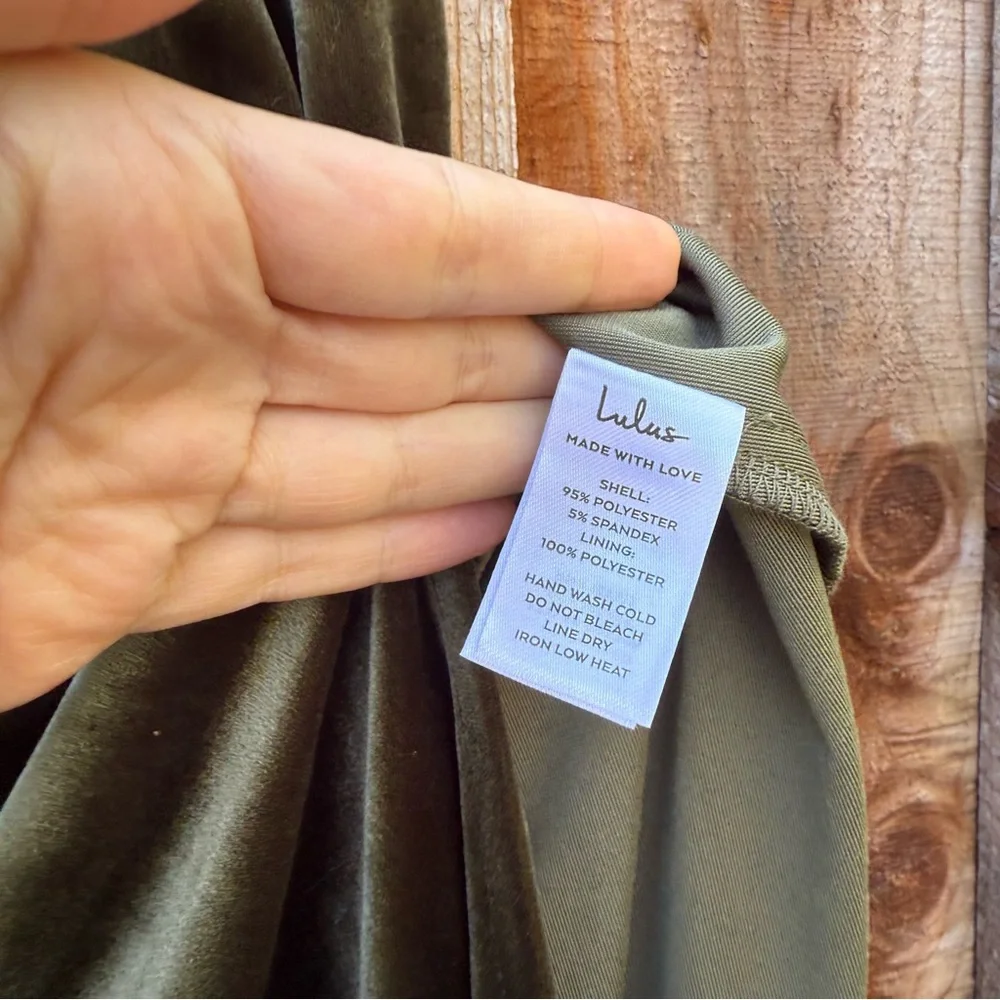 Olive Green Velvet Asymmetrical Cowl Maxi Dress 🌿 - Picture 8 of 9